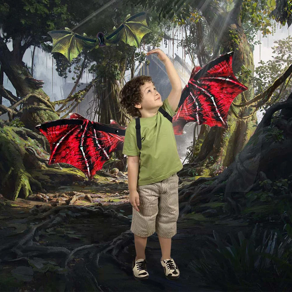 3D Electric Dinosaur Wings Costume Electric Wings Accessory for Kids Boys with LED Light Sound Effects for Party Birthday Wear