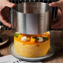 Stainless Steel Round Cake Mold 15-30cm Telescopic Mousse Ring Adjustable Stretch Heightened Baking Cake Ring 8/10/15cm High