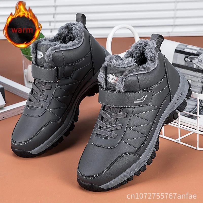 Winter Men Boots Microfiber Leather Snow Boots Man Plush Warm Causal Shoes Waterproof Men Boots Male Sneakers Winter Ankle Boots