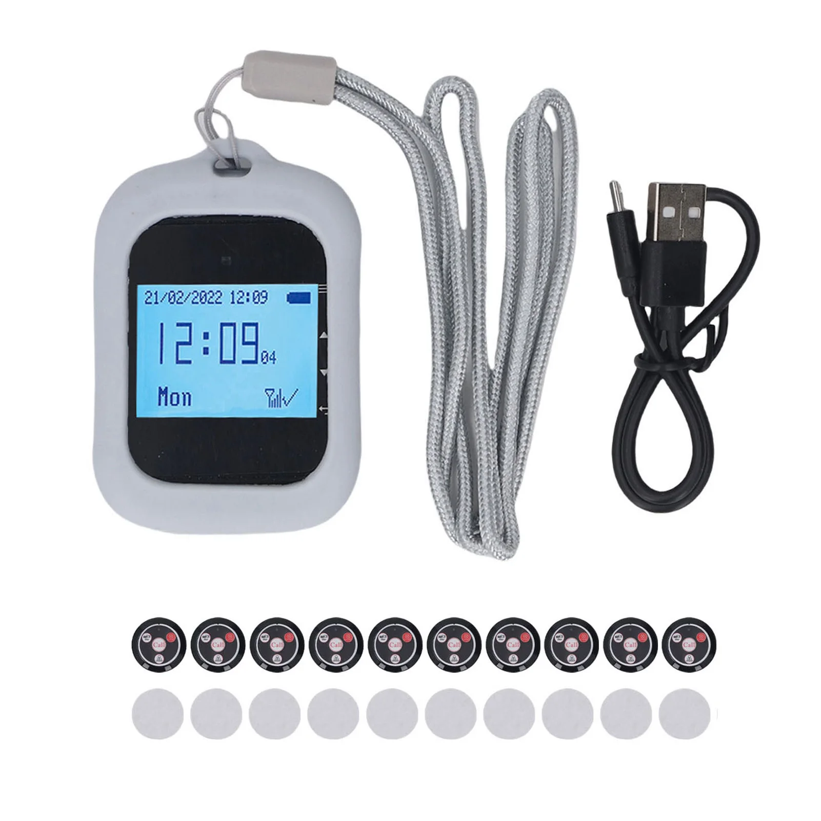Wireless Pager System 1 Receiver 10 Transmitter Buttons RF Calling Alert Kit for Restaurant Coffee Shop Hotel Factory