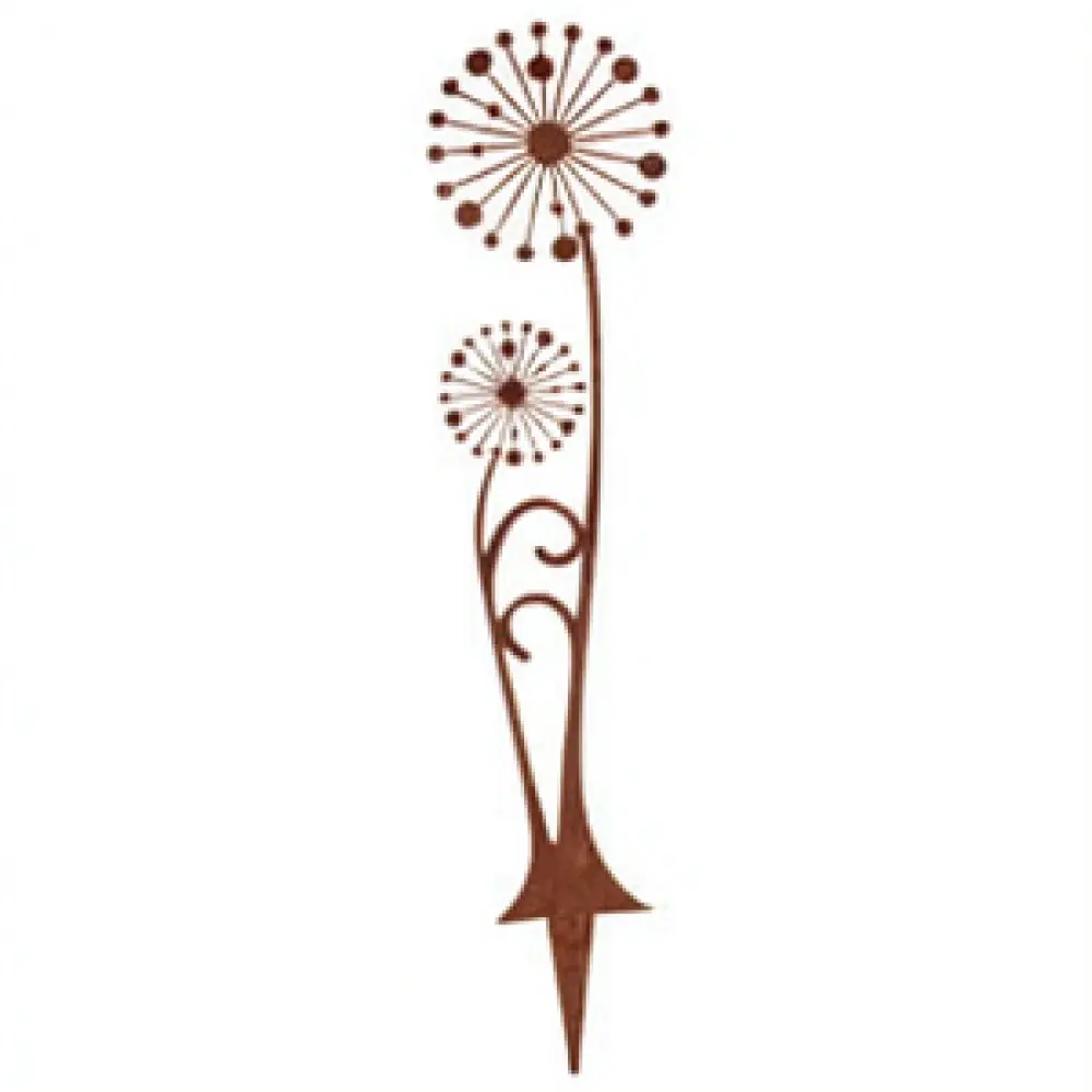 Dandelion Metal Garden Stake Retro Rust Art Ornament Yard Lawn Decor Outdoor Flowerpot Insert Landscaping Sculptures