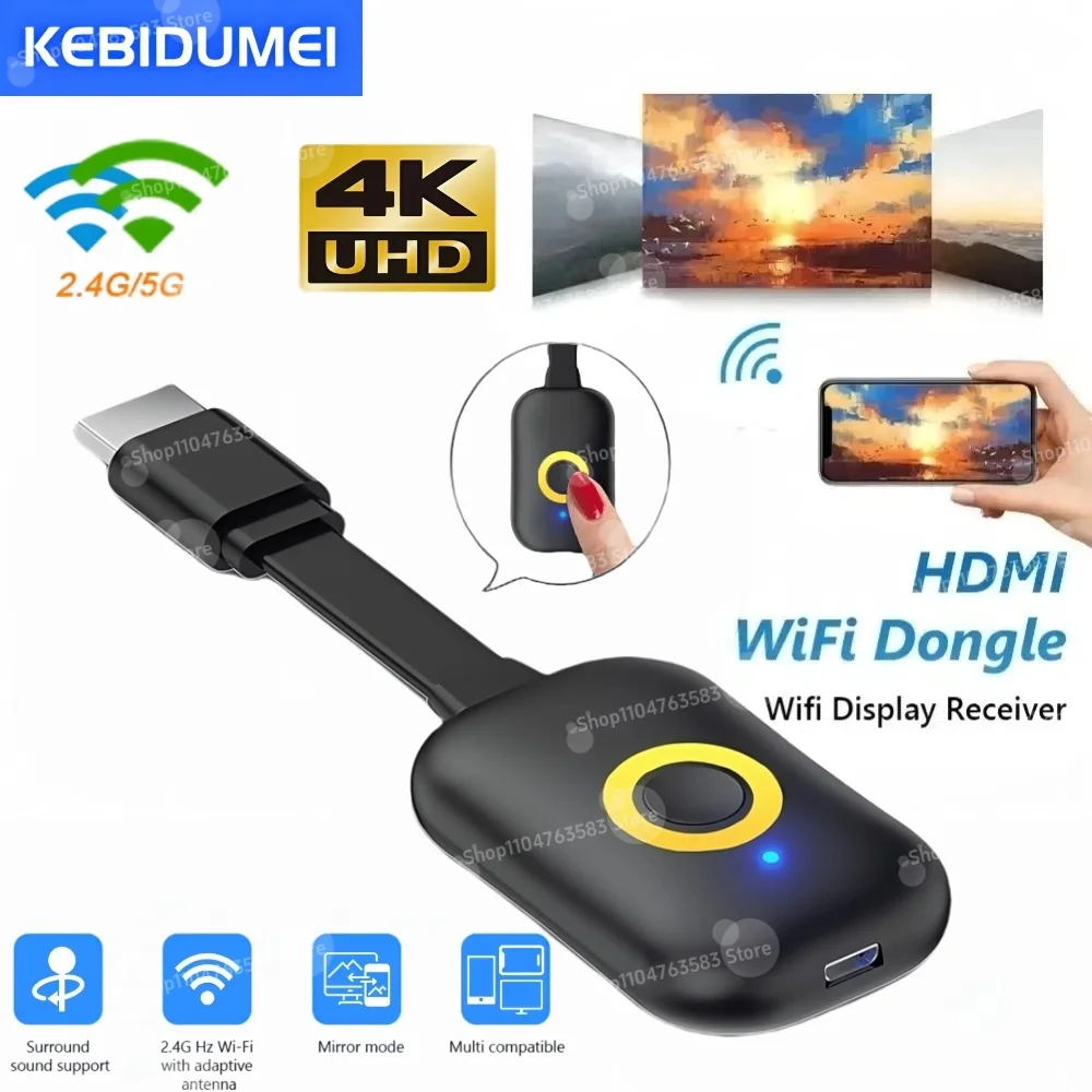 4k wifi transmissor de áudio e vídeo receptor projetor de telefone hdmi-adaptador de exibição de tela espelhada compatível para ios android pc tv