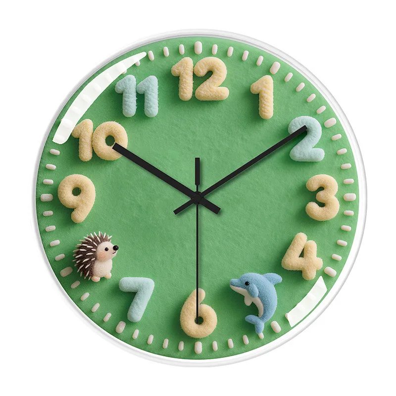 Creative cartoon living room cream style household light luxury simple wall hanging clock wall hanging