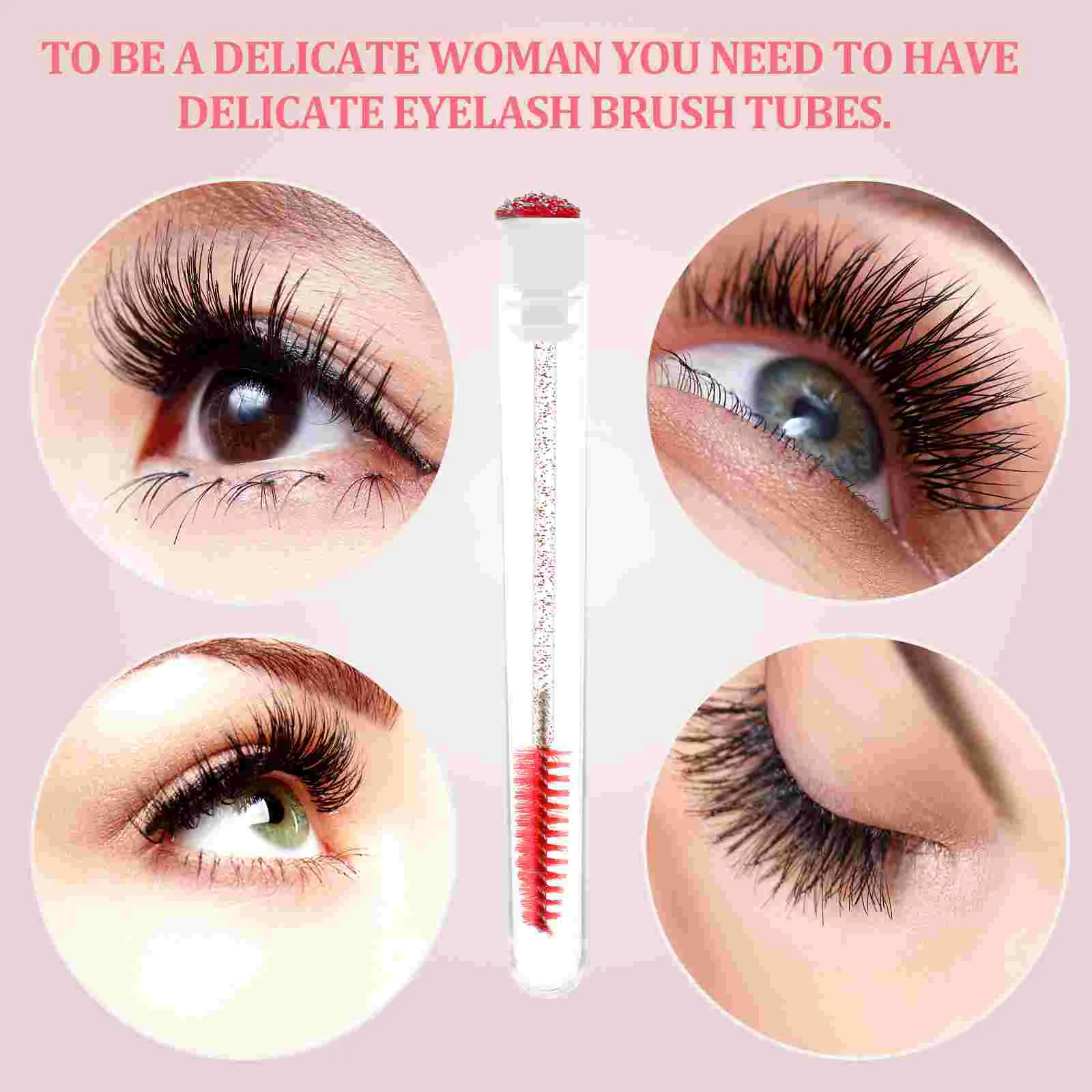 10 Pcs Diamond Mascara Brush Eyebrow Lash Comb Applicator Eyelash Tube Plastic Wands