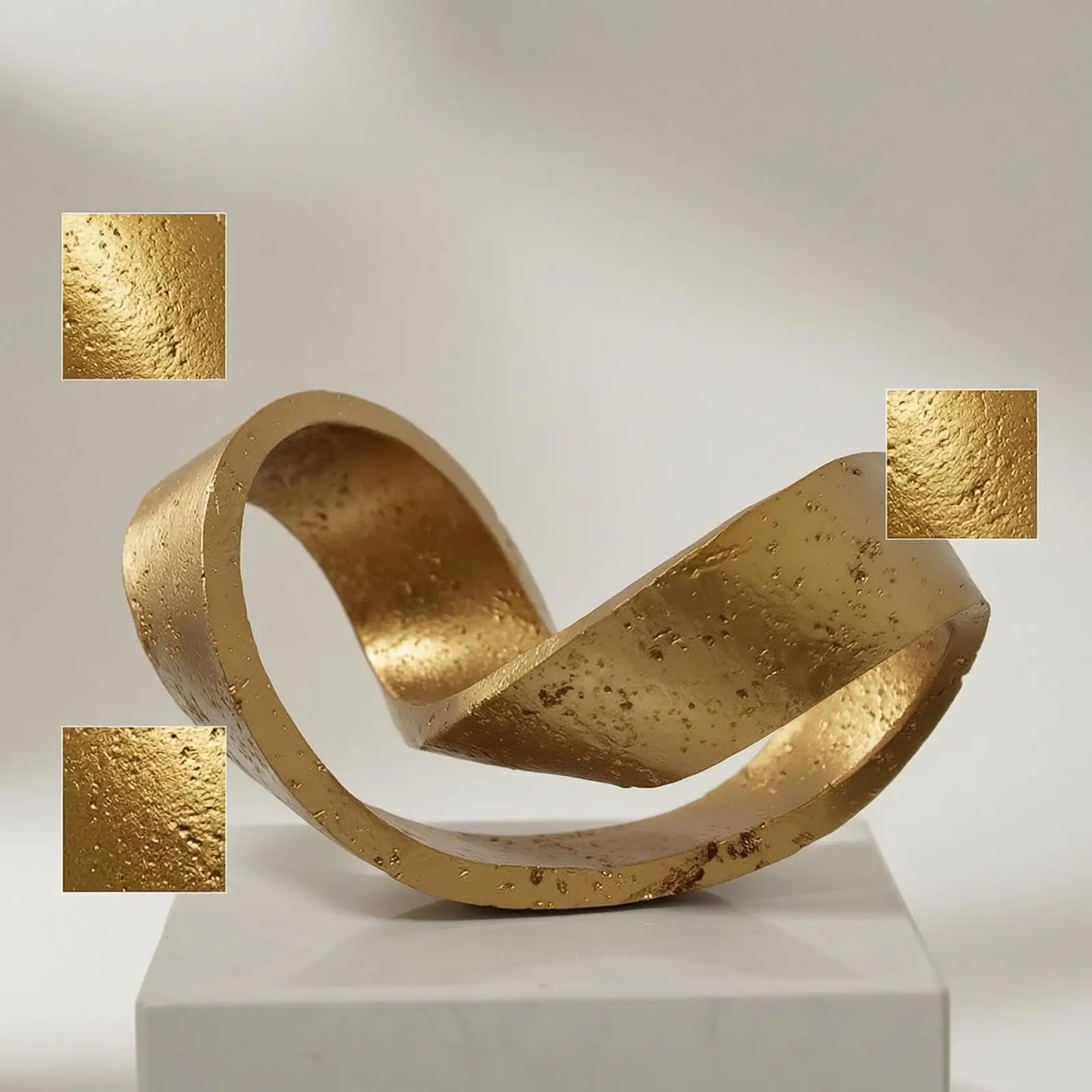 Geometric Hoop Sculpture Modern Ribbon Sculpture Gold Statue for Interior Designers, Homeowners, Living Room, Beverage Cabinet
