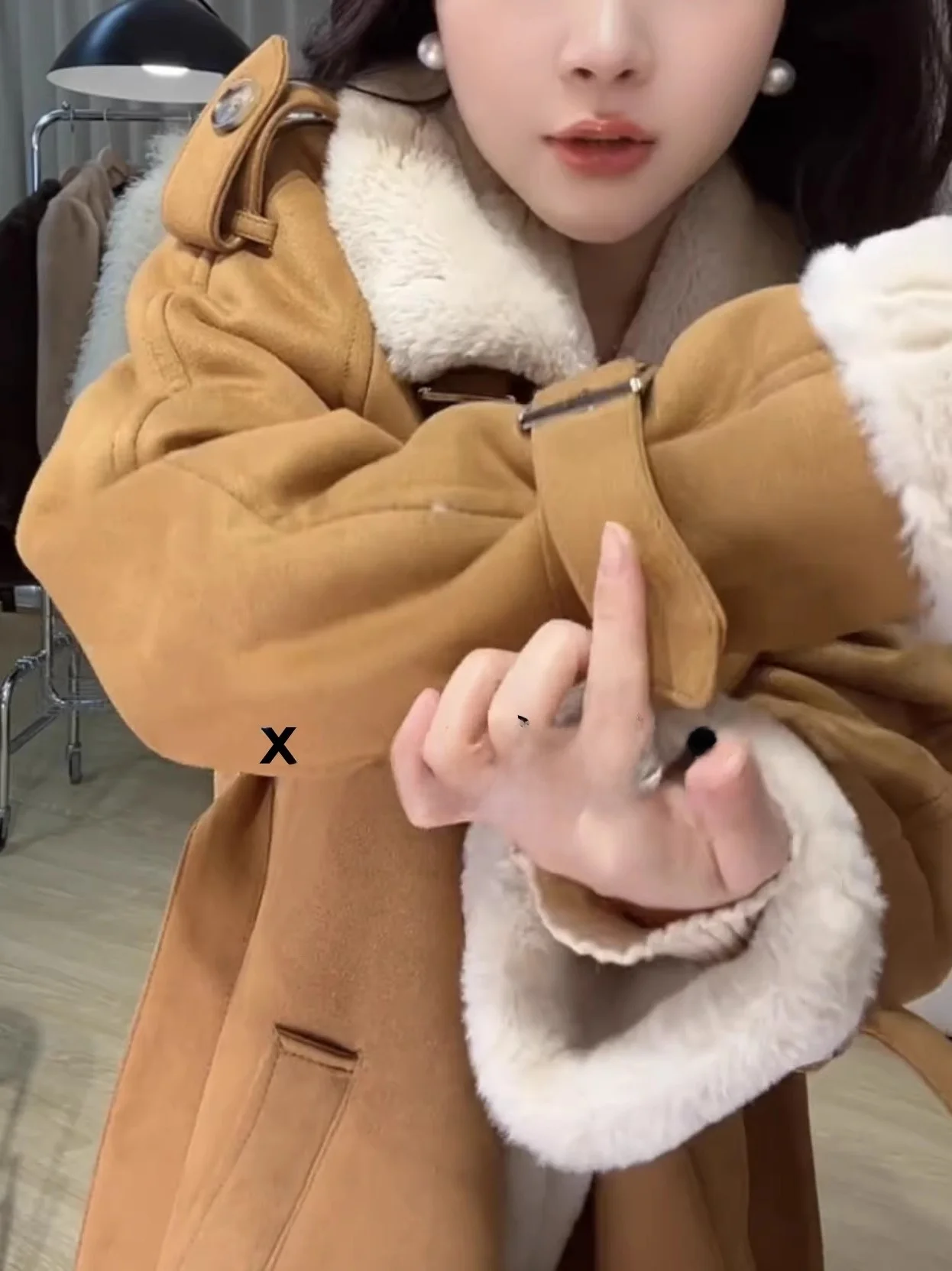 Lamb Fur Jaet Women's Mid-Length Coat Fall Winter Deer Skin Velvet Lamb Velvet Faux Fur Street Sle Long Coat Premium Feel