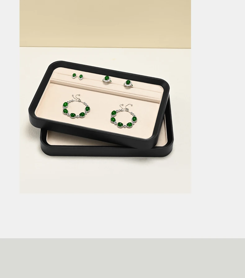 Oirlv PU-Leder Schmuck-Organizer-Tablett Schmuck-Präsentationsständer für Ringe, Halsketten, Anhänger Samt-Aufbewahrungs- und Präsentationstablett für Juweliergeschäfte – Detail 7
