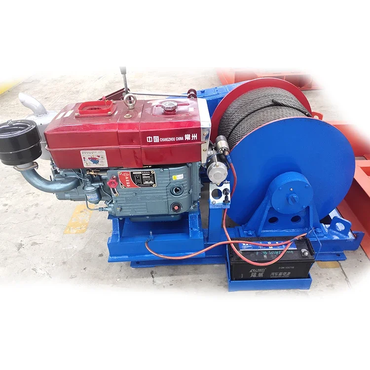 High Speed D iesel Engine Powered Winch 1ton To 20ton With Wire Rope