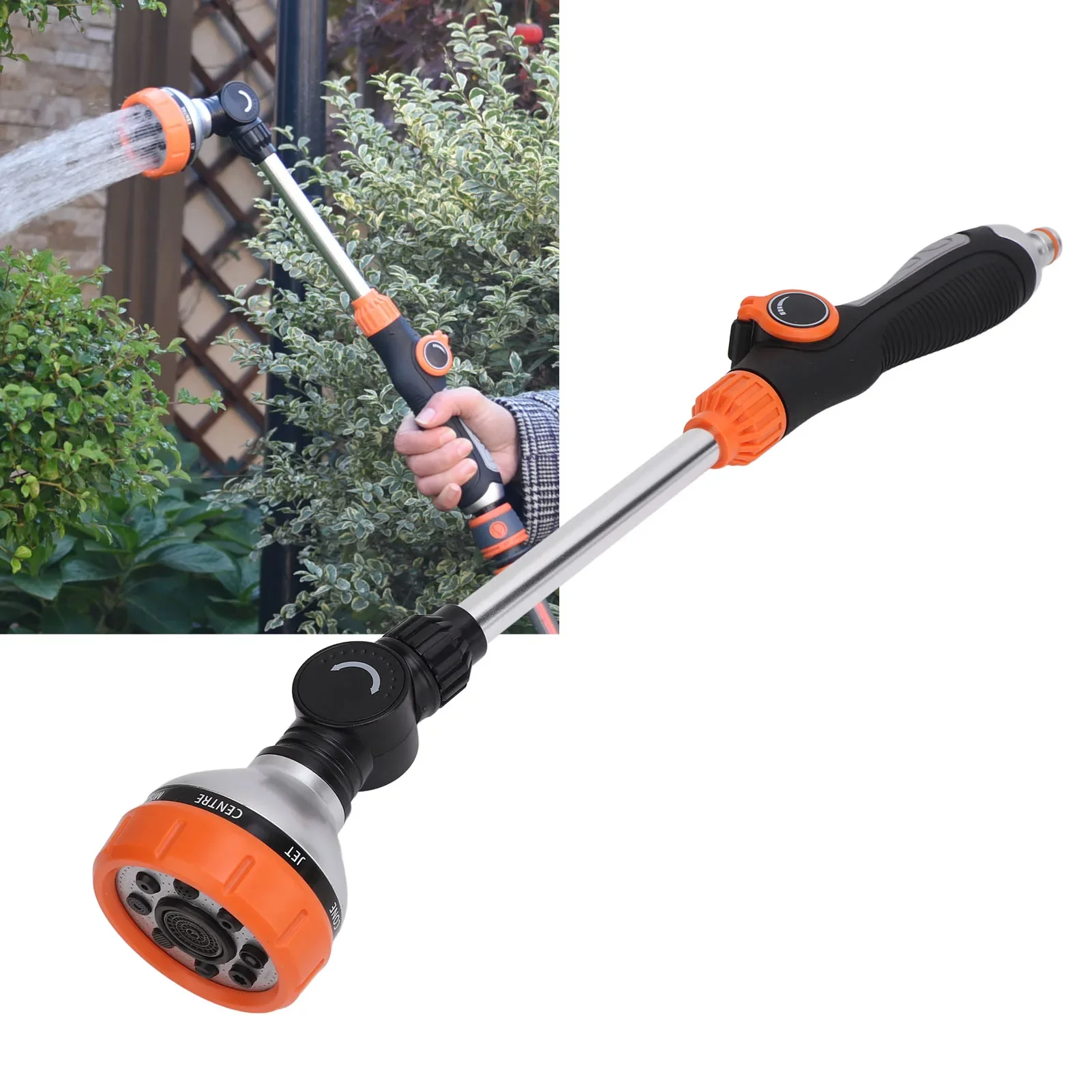 Garden Hose Wand 8 Patterns Multifunctional ABS TPR Aluminum Alloy Long Hose Nozzle Sprayer For Agriculture Irrigation Car