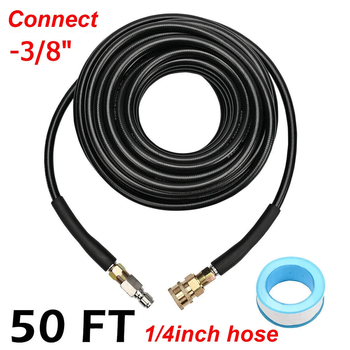 

50 футов шланг для мойки высокого давления, труба для чистки автомобиля, 15 м, 1800 фунтов на квадратный дюйм, насадка для очистки шланга, комплект для очистки труб для сада, автомобиля