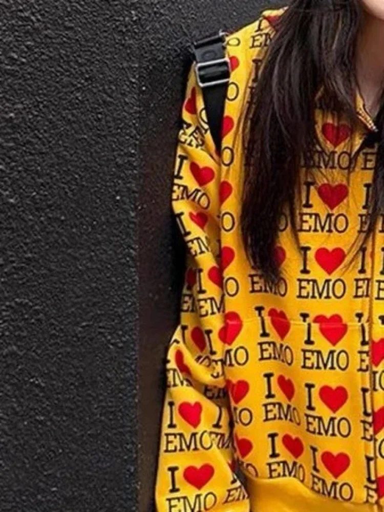 

Y2K Vintage Letter Print Hoodie Women, Casual Loose Zipper Sweatshirt Harajuku Jacket (72 characters)