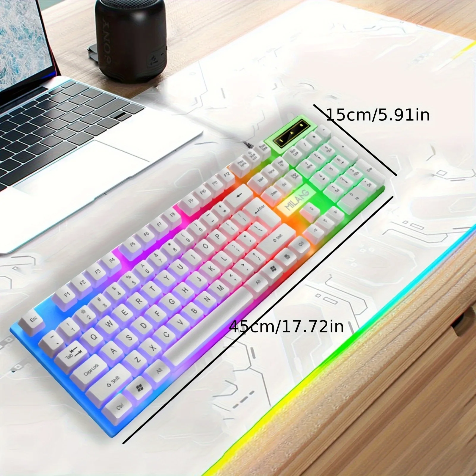 1pcsRGB Backlit Gaming Keyboard and Mouse Set, Wired 104-Key Mechanical-Feel Keyboard with LED Lighting, Ergonomic High-Precision Gaming Mouse, Plug-and-Play Keyboard and Mouse Combo for PC Gaming, Office Desk Accessories, Home, Laptop & Desktop Computers view 6