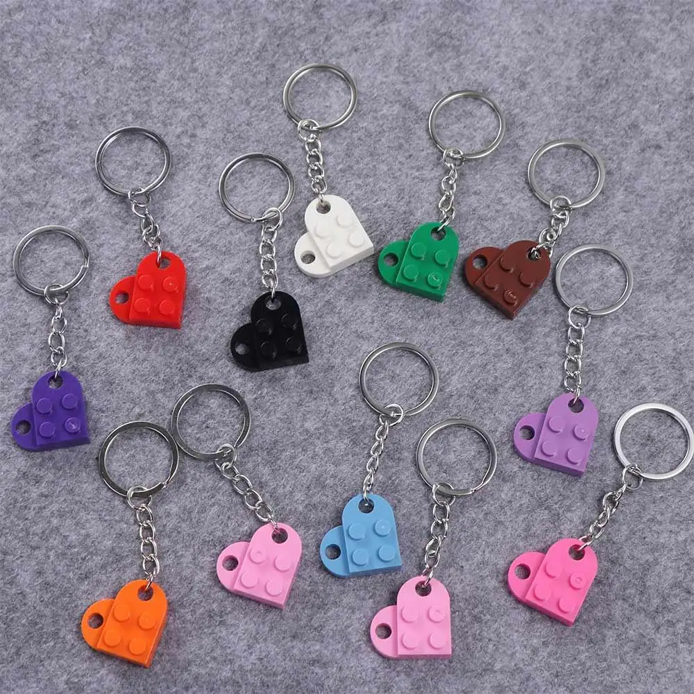 Key Accessories Car Key Ring Ornaments Separable Love Heart Brick Keychain Building Block Key Buckle Heart Key Ring Key Chain