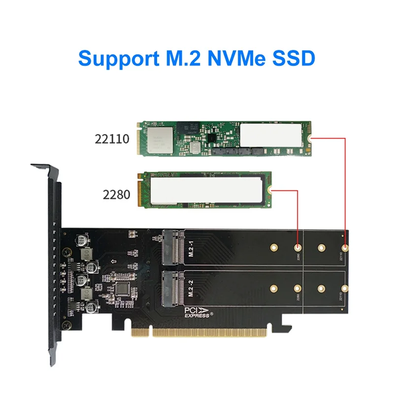 Imagem -04 - Placa de Expansão Pci Express com Dissipador Adaptador Pcie para m2 Pcie X16 Portas m2 Nvme m Key Ssd Pci