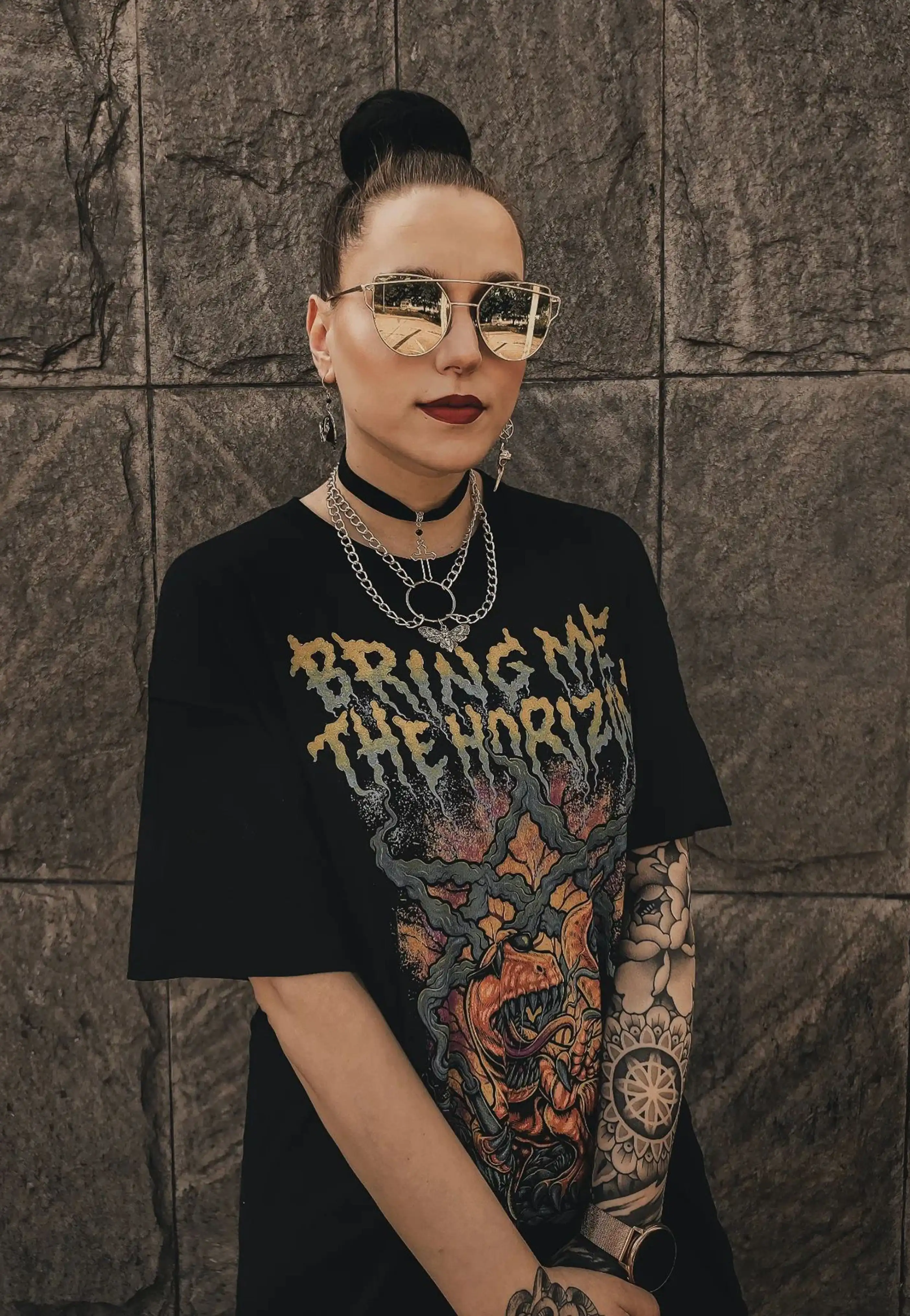 

Women's T-Shirt Street Hip Hop High Quality Bring Me The Horizon Casual Cotton Oversized Y2k Loose Male Female Clothing Top Tees