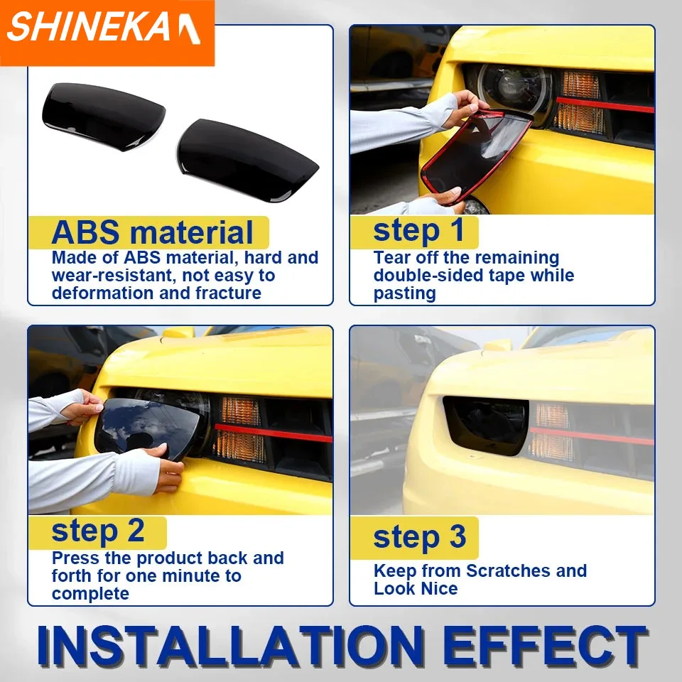 SHINEKA Car Front Headlight Lamp Decoration Cover For Chevrolet Camaro 2010 2011 2012 2013 2014 2015 Exterior Accessories