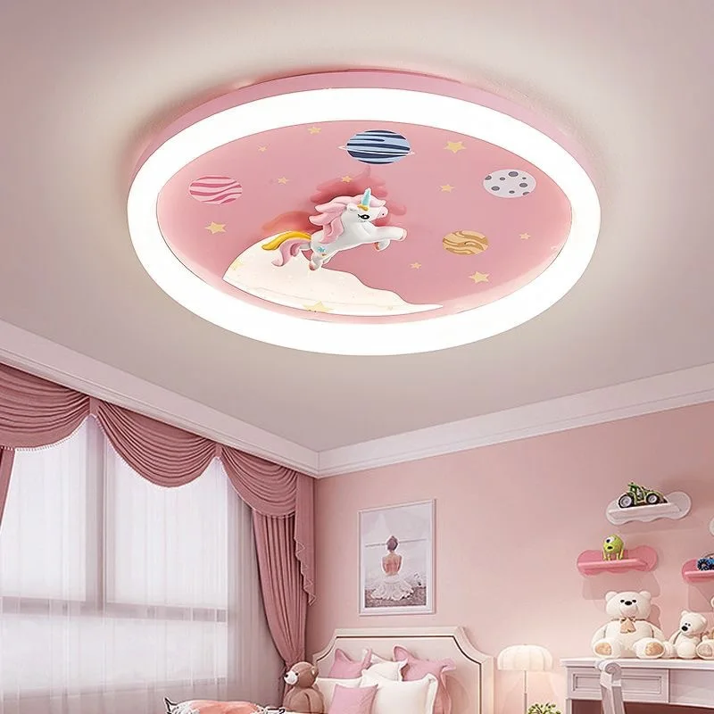 Pink Rainbow Unicorn Light Princess Room Ceiling Lamps LED Warm Cute Nursery Children\'s Room Girl Bedroom Pegasus Ceiling Lights