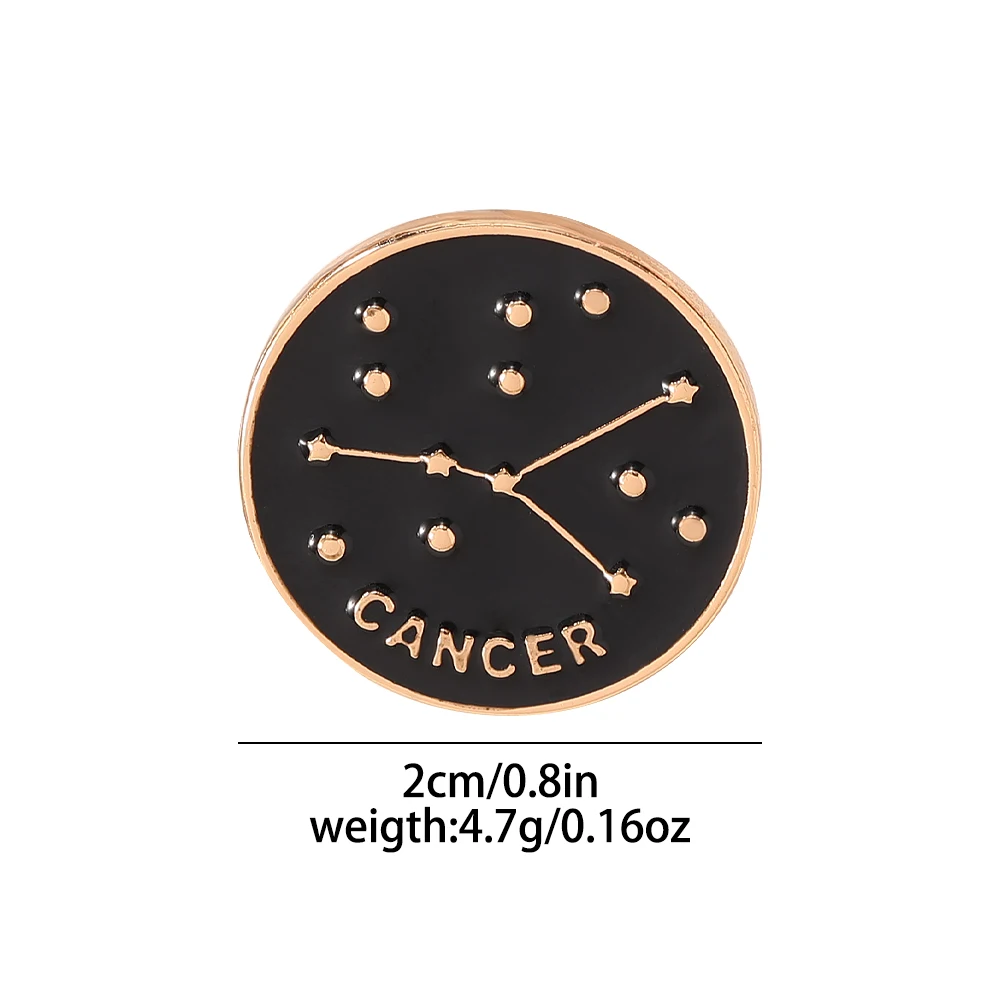 بسيطة سلسلة زودياك المينا دبابيس مستديرة ليو الحوض السرطان العقرب توروس جيميني كابريكورن دبابيس #6