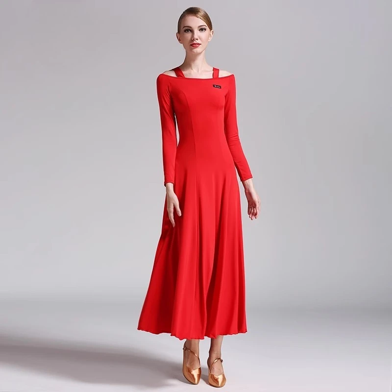 

Comfortable Slim Modern Dance Dress Dress Long Sleeve Halter Style National Standard Dancewear Mo Judges Clothes Referee Clothes