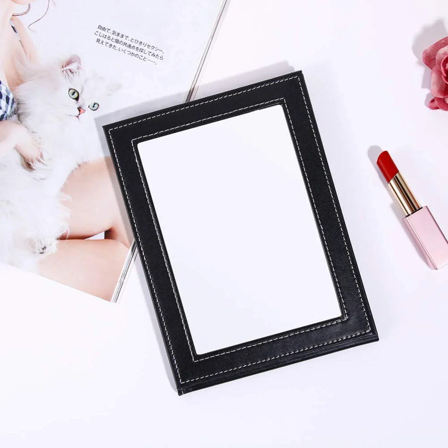 Newce portátil dobrável espelho de vaidade suporte mesa plástico maquiagem grande espelho