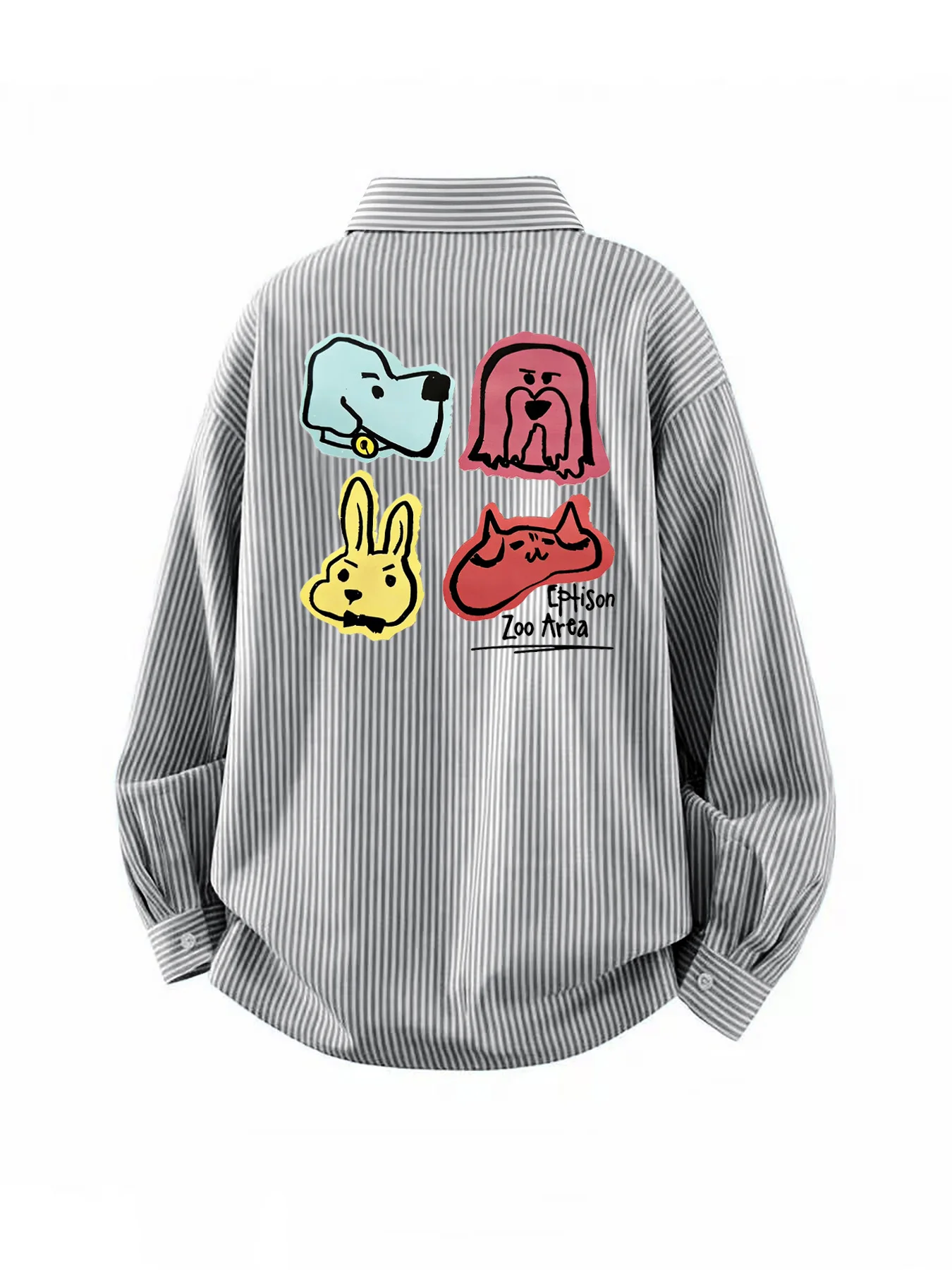 

Spring and Autumn Men's New Cartoon Fun Puppy Back Print Long Sleeve Shirt Casual Versatile Shirt
