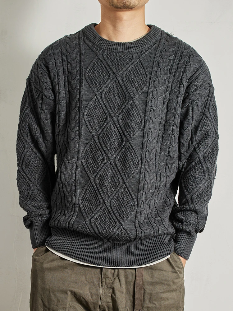 

Faionable осенне-зимний круглый пуловер Ne, мужской свитер витой, не скатывающийся, оulder Drop Sve Pine Needle Heavy ...