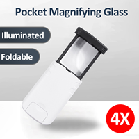 4X Foldable Pocket Magnifier Reading Illuminated Magnifying Glass LED Handheld Pull-Out Magnifier for Elderly Reading Jeweler