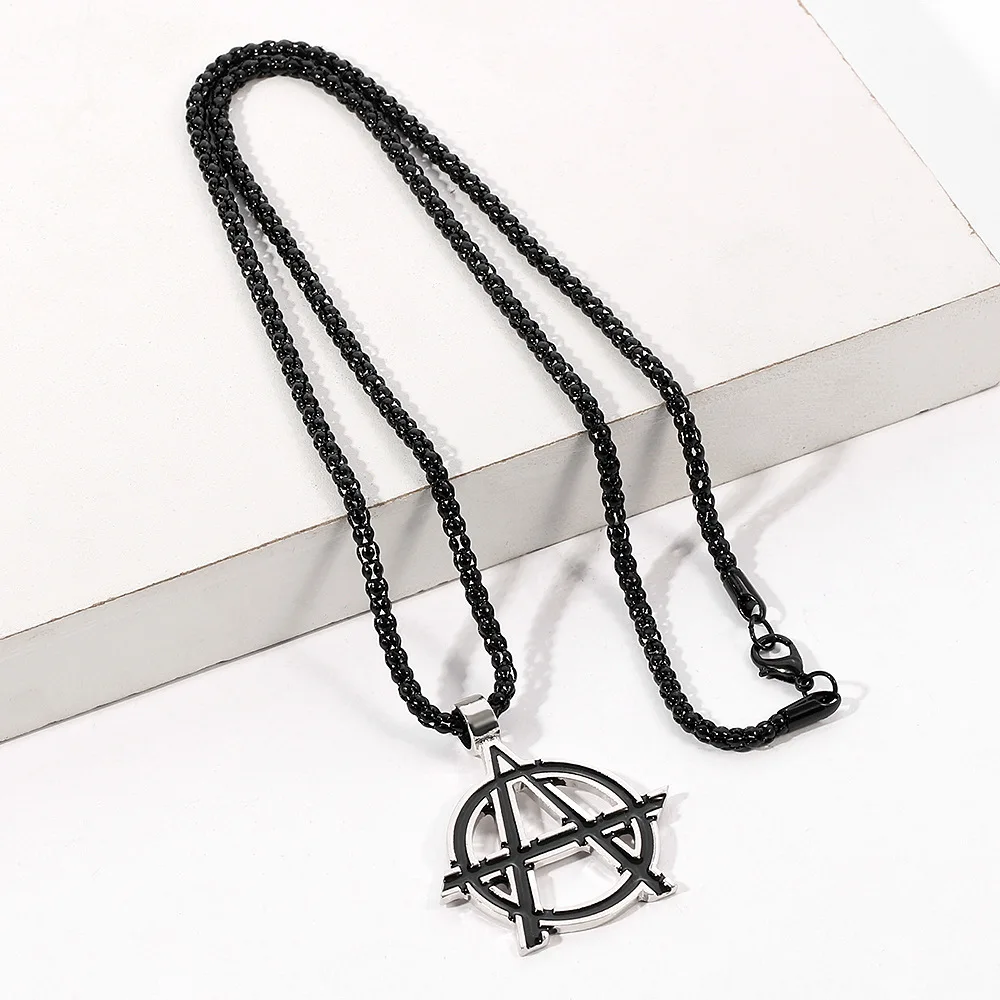 Focus on European and American trends, anarchic symbols, black pendants, men's pendants, necklaces, jewelry wholesale