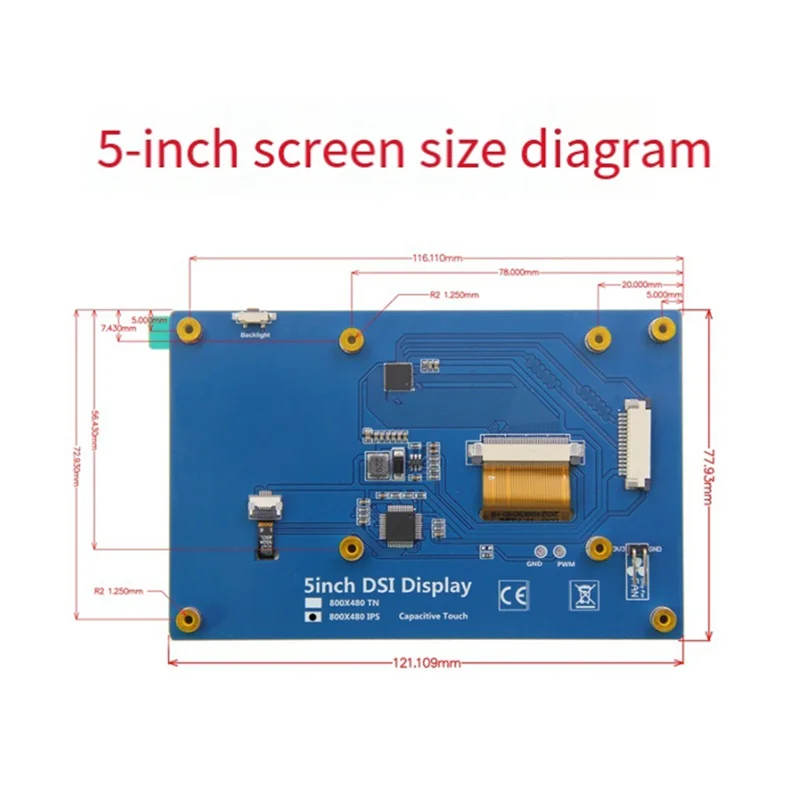 A13E-For Raspberry Pi 5 "شاشة LCD 800X480 MIPI DPI واجهة 5" IPS شاشة 60 هرتز 1920X1080 لـ Raspberry Pi متوافق #6