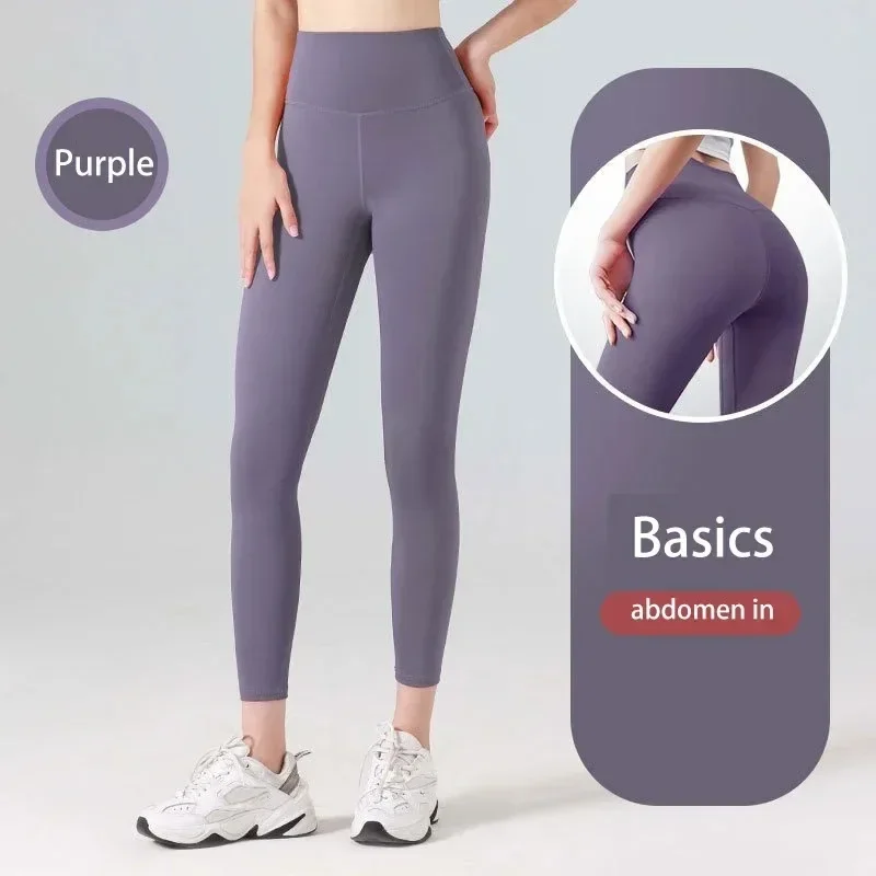 Leggings da donna traspiranti a vita alta tinta unita Sollevare i glutei Pantaloni lunghi da donna traspiranti Pantaloni comodi e traspiranti sexy