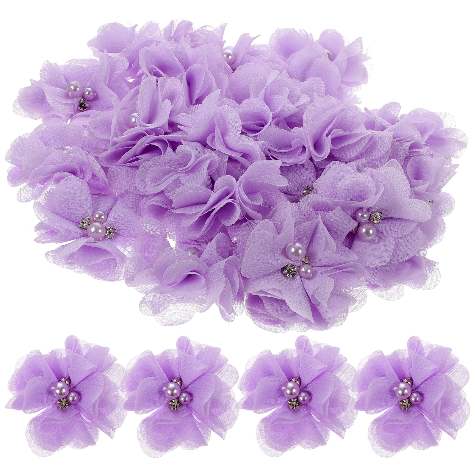 

30pcs Rhinestone Pearl Decal Small Flowers Sewing Craft Embroidery Patch Fabric Decor DIY Multi Function Accessories