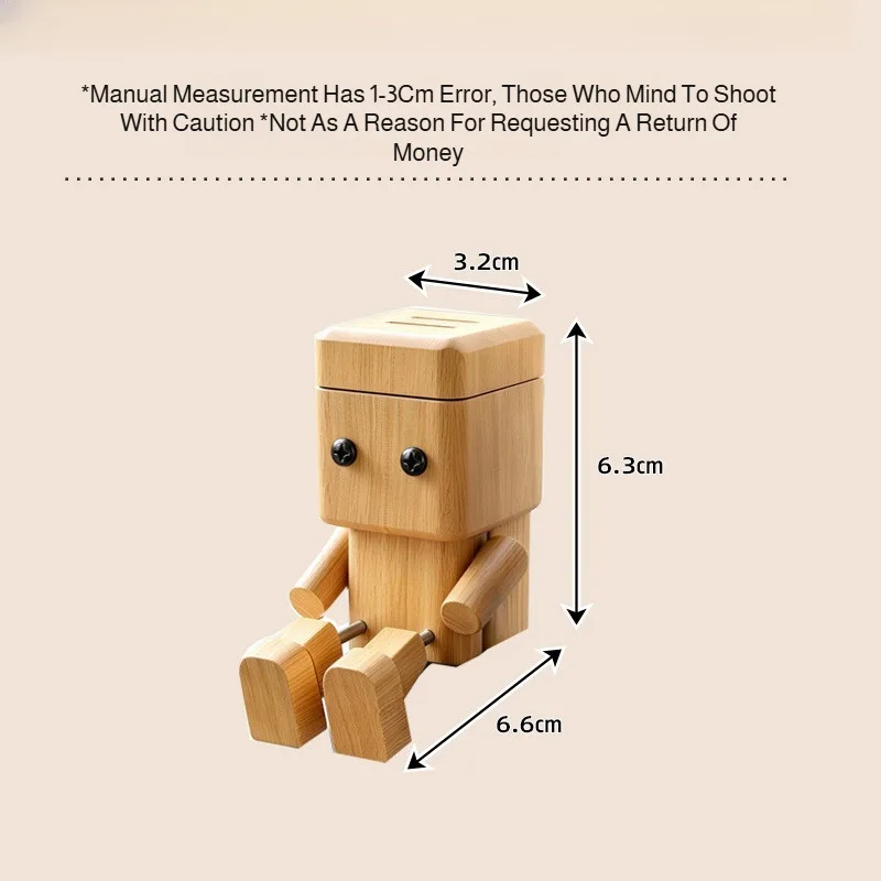 1 Stück Natürlicher Holz-Roboter-Auto-Aromatherapie-Diffusor mit flexiblen Gelenken, Lüftungsclip, Deko für Auto und Schreibtisch, Stressabbau-Geschenk – Detail 1