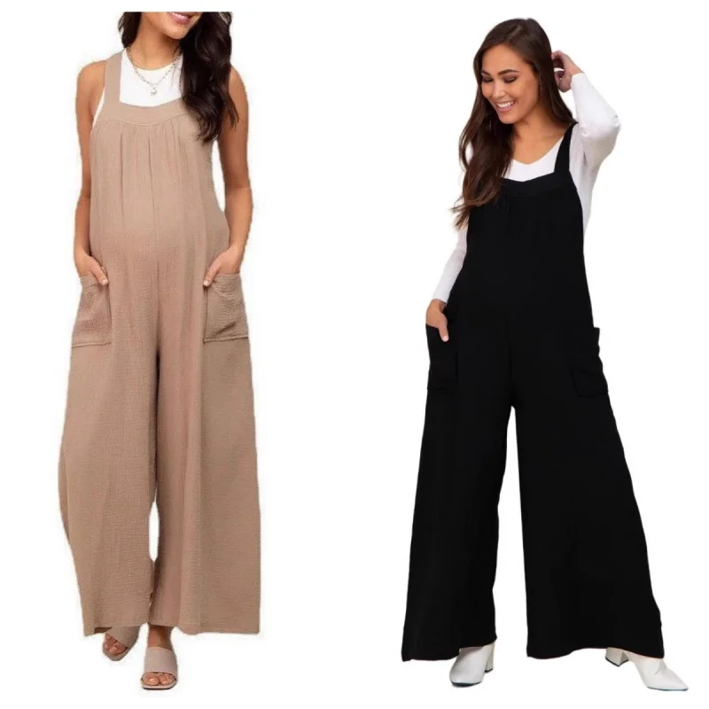 

Pregnant Women's Pants Spring And Summer Thin Lace Up Wide Leg Casual Pregnant Women's Pants