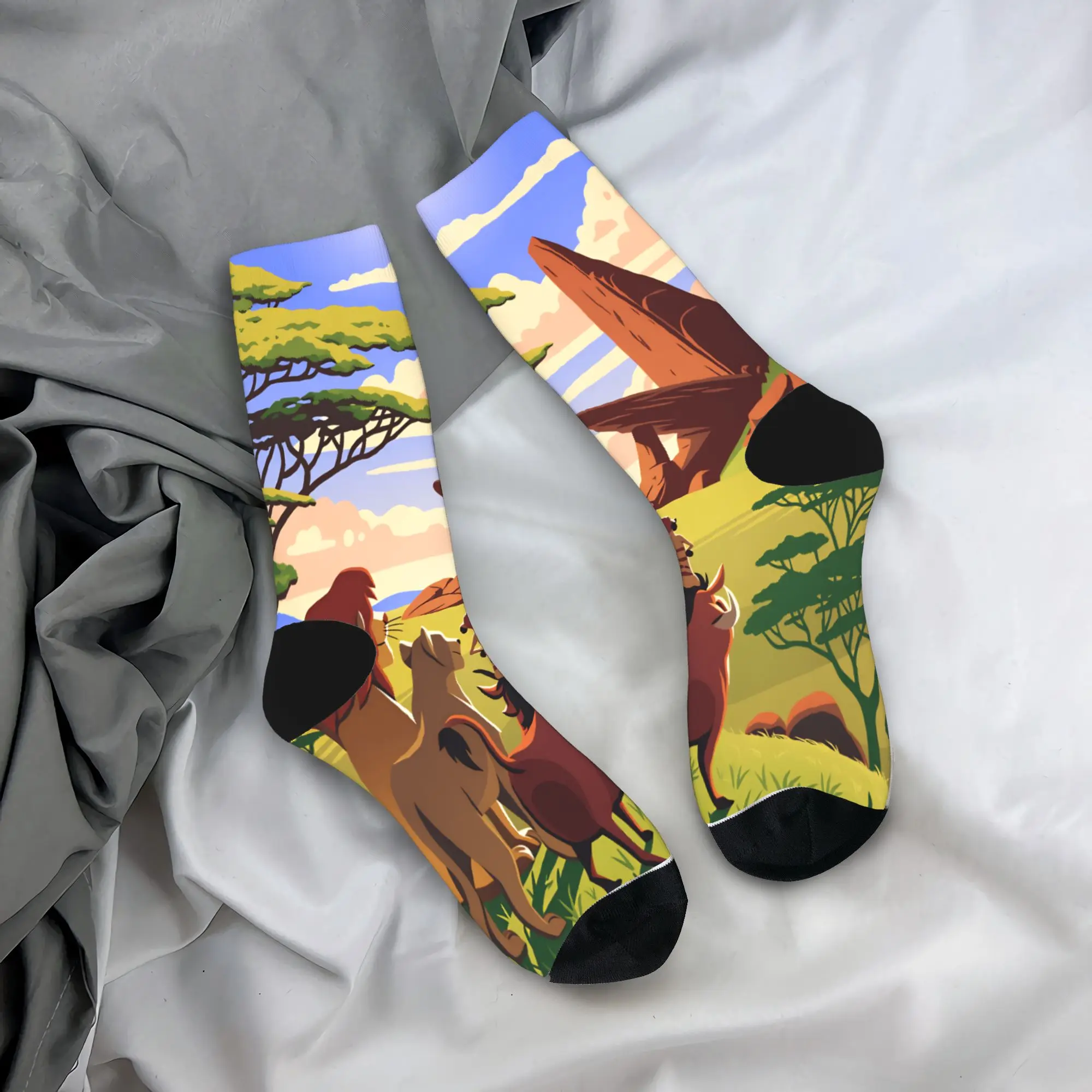 

Мужские носки The Lion King, носки средней длины, нескользящие, мягкие, осенние, с готическим принтом, для бега и спорта