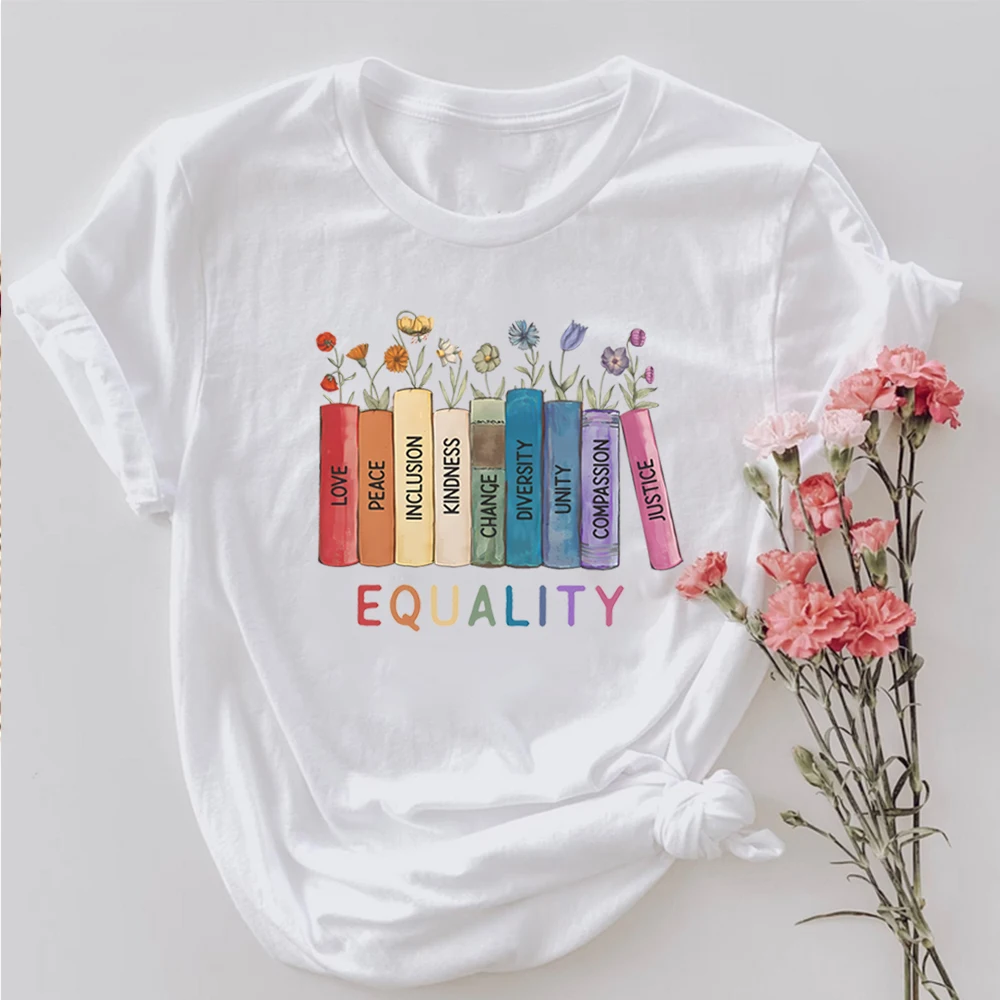 Vintage Equal Rights Shirt Human Rights T-shirt Equality Tee Social Justice Tshirt Peace Love Top Floral Book Graphic Tops