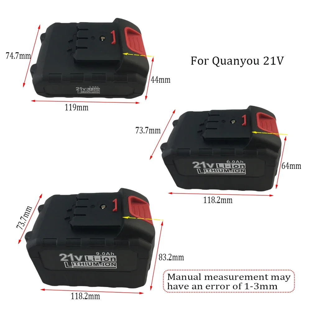 For Quanyou 21V Specialized Air Cannon Machine Battery High capaci  Li-ion Battery Chainsaw Angle Grinder, Electric Wrench Tool