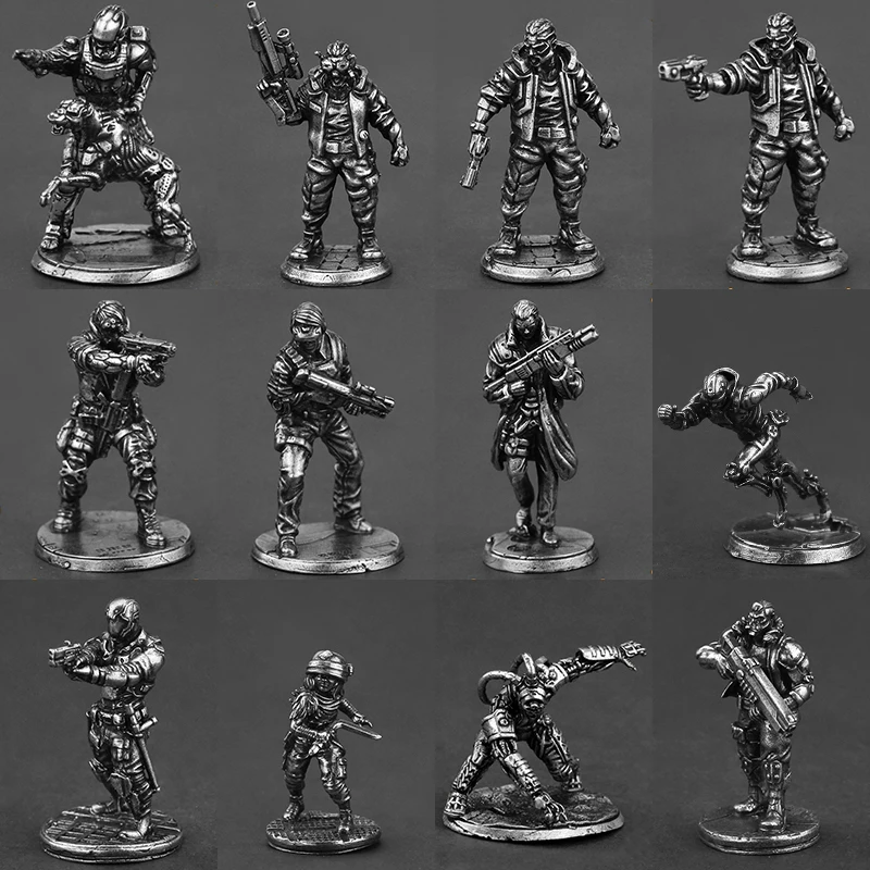 Cupronickel الجندي عمل أرقام نموذج مستقبلية التكنولوجيا Cyberpunk لعب الأولاد سطح المكتب مجلس لعبة قطع زخرفة صغيرة الملحقات #2