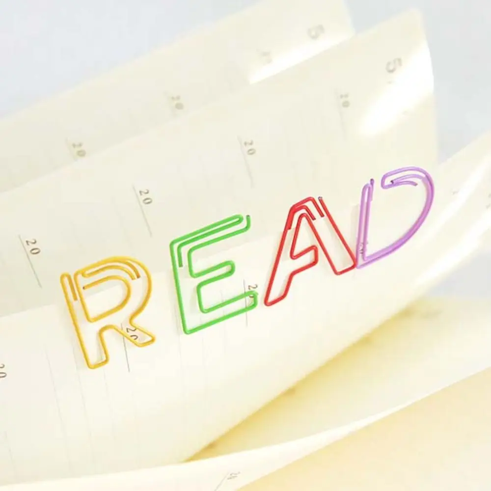 

26pcs Kawaii Binder Clips Alphabet Paper Clips Hollow Bookmark Letter Paper Clips DIY Metal Paper Clamps Office Supply