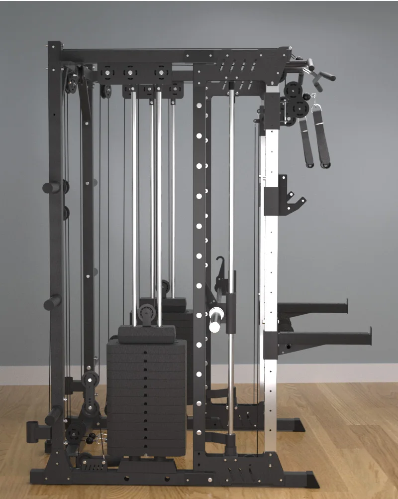 Kommerzielle Multifunktions-Smith-Maschine Power Rack Dual Pulley System Squat Rack Multi-Gym Smith Machine