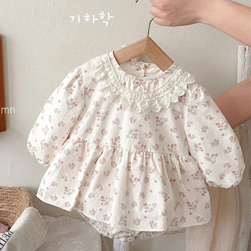 

2025 New Autumn Infant Baby Girls Jumpsuit Long Sleeved Cotton Print Newborn Baby Girls Bodysuits 0-24M Baby Girl Clothing