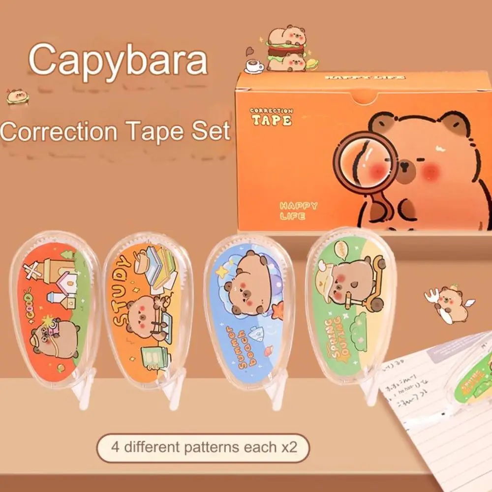 8pcs 40M Capybara Correction Tape Set Large Capacity Cartoon Correction Stationery Corrector Creative Coating Tape School Office