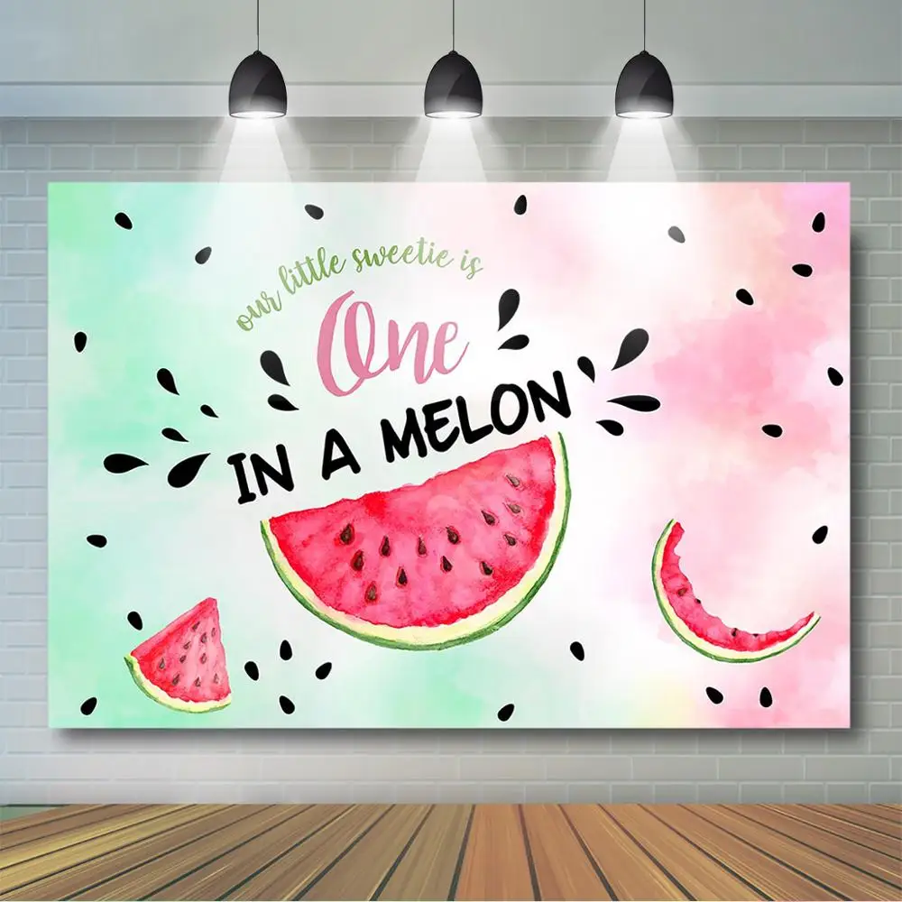 

Mocsicka Our Sweetie is One in a Melon Backdrop Watermelon 1st Birthday Party Decor Melon Party Banner Summer Birthday