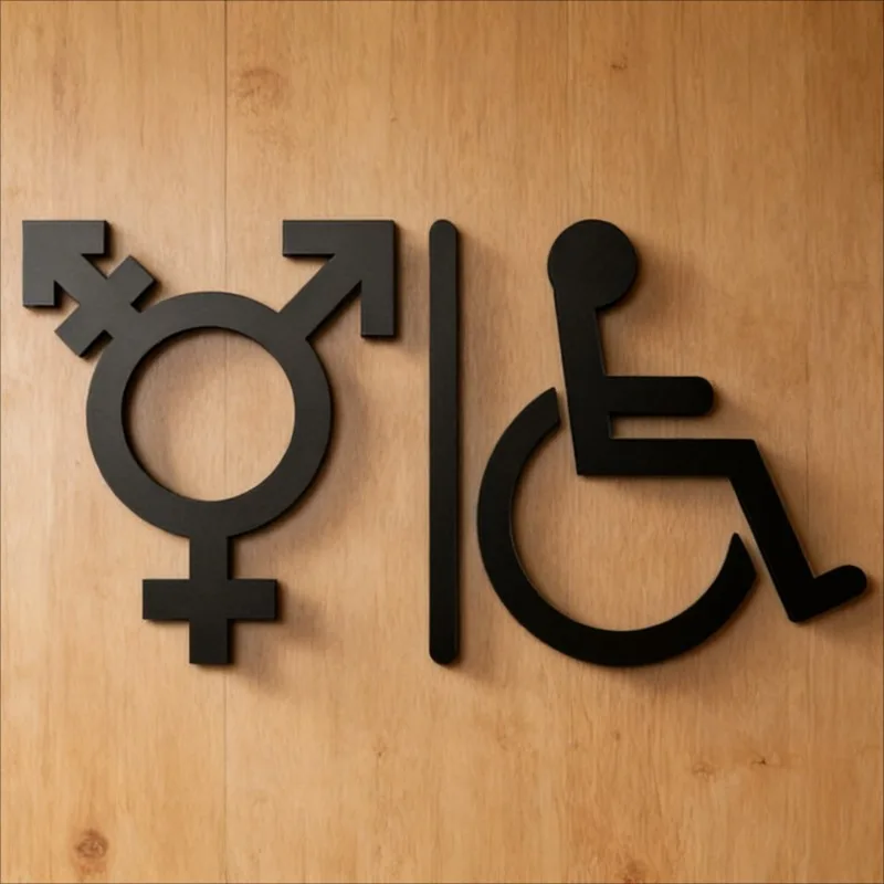 Geschlechtsneutrales 3D-Acryl-Toilettenschild - Moderne WC-Türdekoration, Selbstklebend, Einweihungsgeschenk