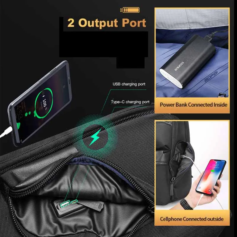 Imagem -03 - Bopai Homens de Lazer Mochila de Viagem Negócios Grande Capacidade Esportes Shoulder Bolsa Commuter Usb Charging 156 Polegadas Mochilas Laptop