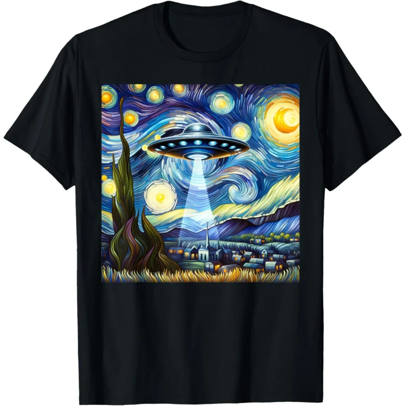 

UFO Starry Night Alien Van Gogh Sky Painting Art T-Shirt