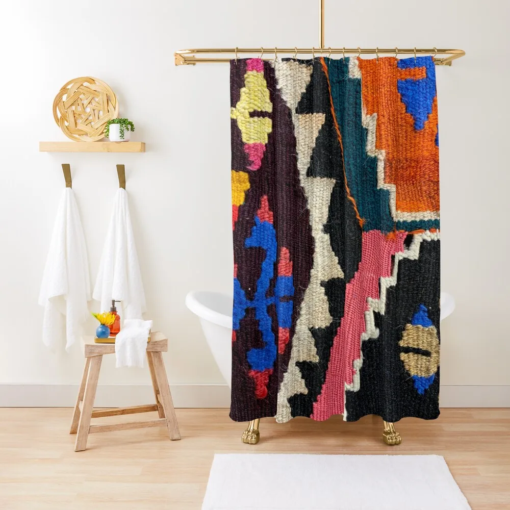 

Decorative Kilim, Navaho Weave, Woven Textile Shower Curtain Cute Shower Waterproof Fabric Shower Curtain