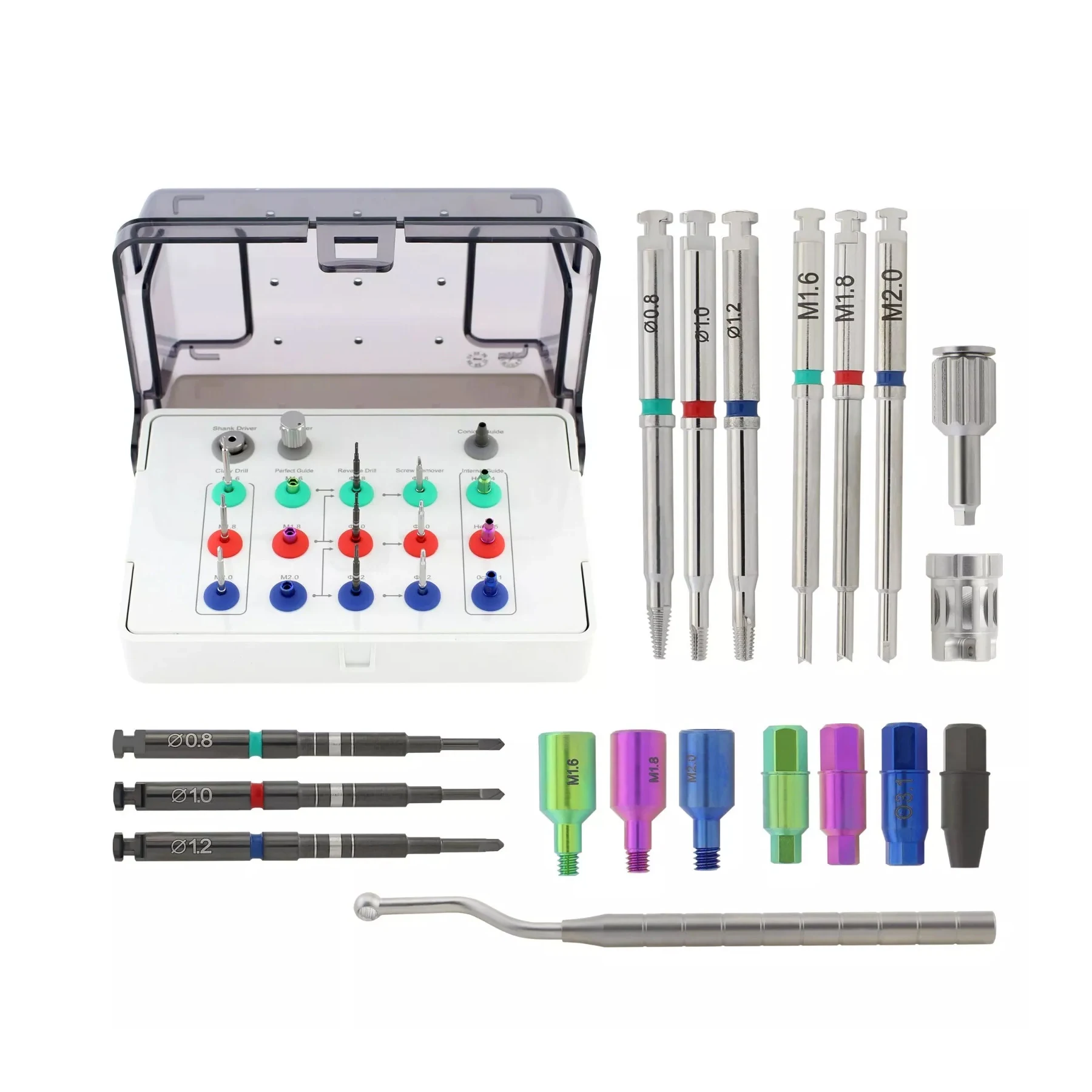 

Universal Implant Screw Removal Kit Claw Remover Reverse Drill Guides Upgraded Neobiotech SR Kit