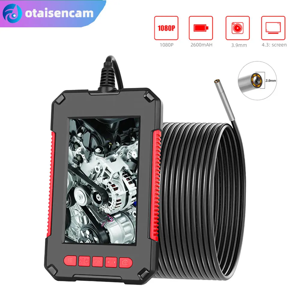 

3.9mm Lens Hd Pipeline Camera 4.3 Inch IPS Screen Car Maintenance Detector Visual Industrial Endoscope IP68 Waterpoof