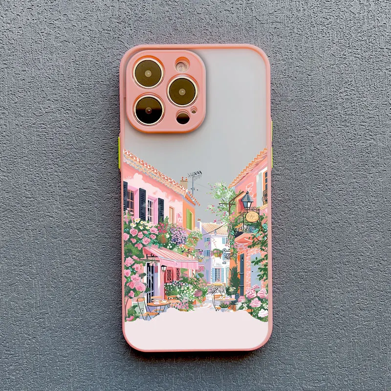 Feine Cartoon-Lila-Straßenlandschaft Handyhülle für iPhone 17 16 Pro Max Plus 15 14 13 12 11 Pro Max Mini XR XS X 7 8 Plus Rückseite – Detail 2