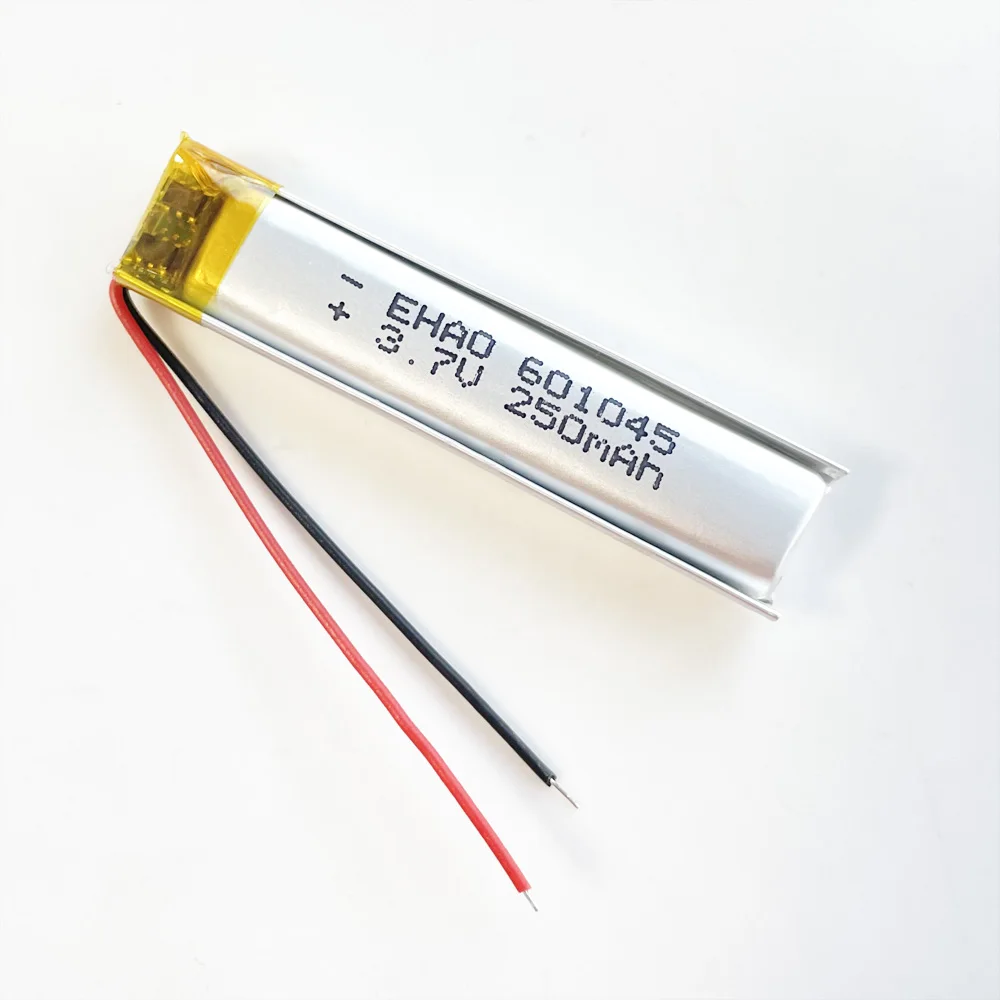 3.7V 250mAh Lipo Lithium Li-Polymer Rechargeable Battery 601045 For MP3 Bluetooth Smart Watch MID Headset Headphon Video Pen